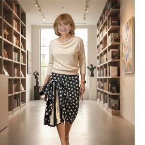 Vintage Byblos cotton Italian asymmetrical star print skirt bow detail size 40